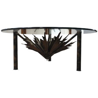 Brutalist Torch‑Cut Sunburst Coffee Table Mid-Century Modern Silas Seandel Style For Sale