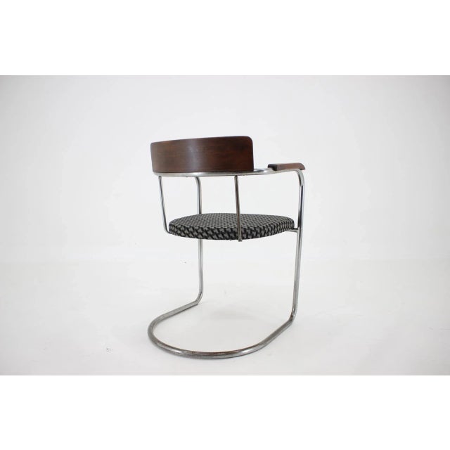 Bauhaus Tubular Steel Chrome Desk Chair, Czechoslovakia, 1930s For Sale - Image 4 of 8