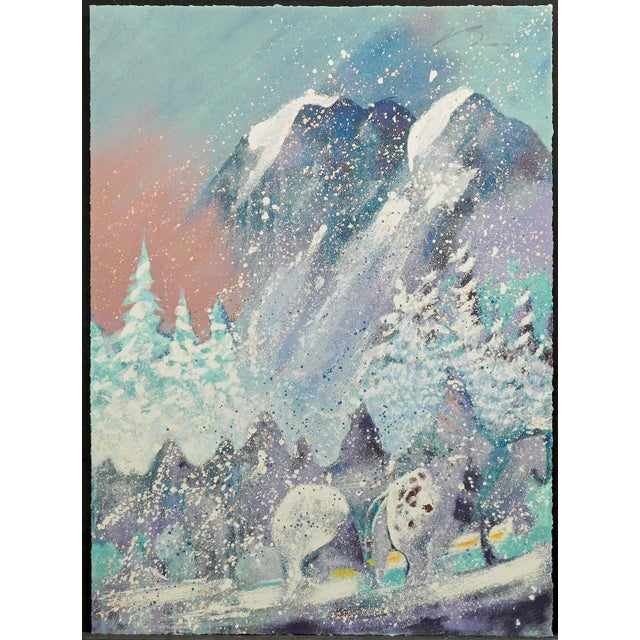 Impressionist Earl Biss "Storm on Thunder Mountain" Serigraph on Paper Hand Signed For Sale - Image 3 of 7
