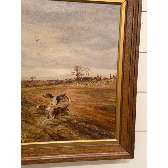 Early 20th Century 19th Century English Oil on Canvas Fox Hounds For Sale - Image 5 of 9