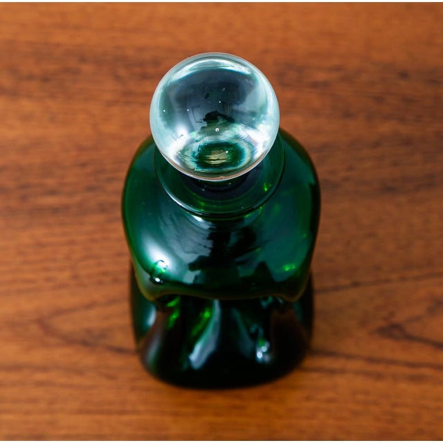 Holmegaard Mid 20th Century Modern Art Glass Studio Decanter Green Barware Holmegaard Kluk For Sale - Image 4 of 12