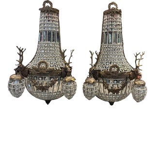 Pair of 1990s Deer Head Bronze Sconces For Sale