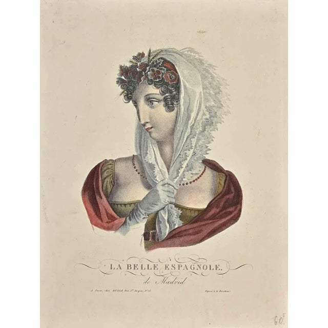 The Spanish Beauty is an etching by Noel François Bertrand realized in the 19th Century. Good conditions. The Artwork is...
