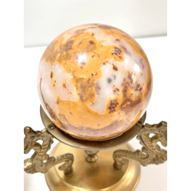 1980s Stone Spheres on Brass Pedestal - Set of 3 For Sale - Image 10 of 11