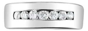 Half Carat Wide Channel Set Diamond 14k White Gold Wedding Band, Size 7
