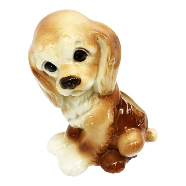 Mid Century Charming Puppy Dog Planter For Sale