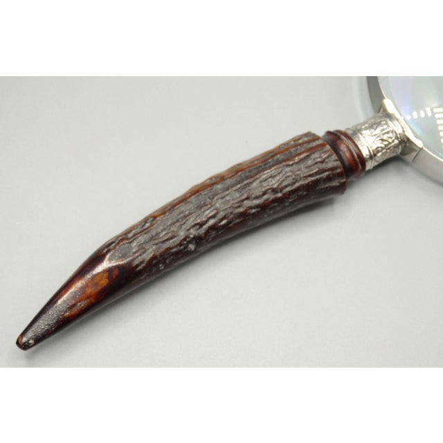 Early 20th Century Antique English Sterling & Natural Stag Horn Hand Magnifying Glass For Sale - Image 5 of 12