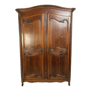 Antique French Provincial Solid Oak Louis XV Armoire, Circa 1900
