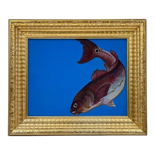 Original Contemporary Fish Oil Painting on Canvas, Signed, Framed For Sale