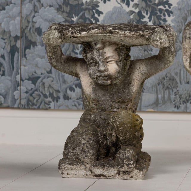 Italian Concrete Forest Faun Garden Stools, C. 1920 - Set of 4 For Sale - Image 4 of 12