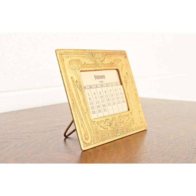 Tiffany Studios New York Chinese Pattern Bronze Doré Desk Calendar Frame or Picture Frame For Sale In South Bend - Image 6 of 14
