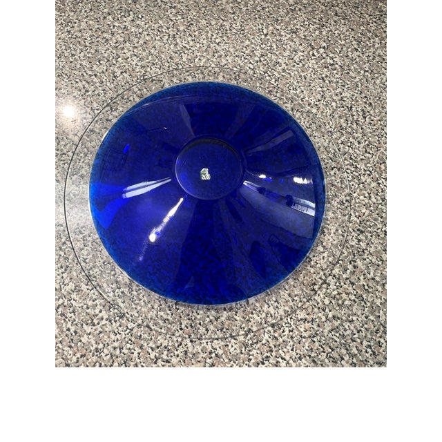 Vintage Maleras Sweden Crystal Art Glass Bowl Cobalt Blue Original Box Swedish MCM Art Glass Catchall For Sale In Palm Springs - Image 6 of 10