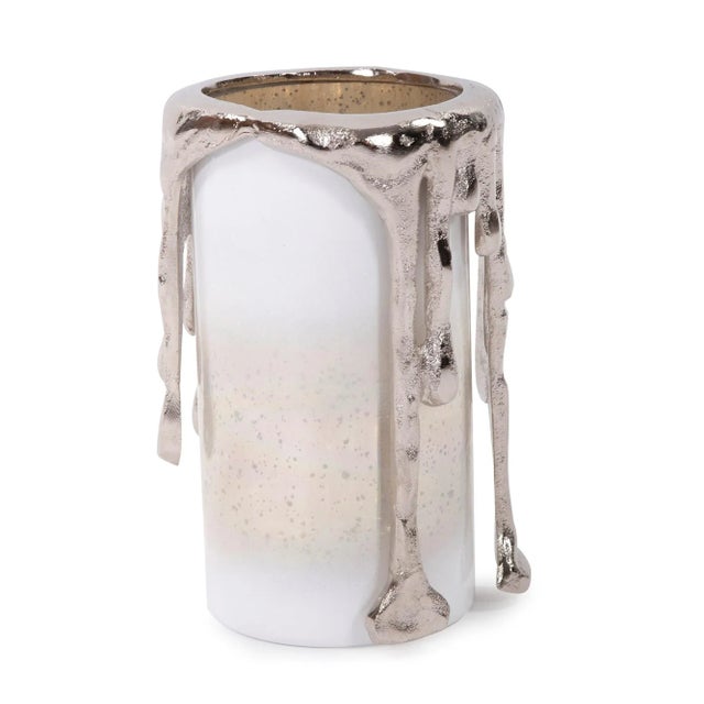Small Artic Glacier Glass Pillar Candle Holder For Sale In Chicago - Image 6 of 6