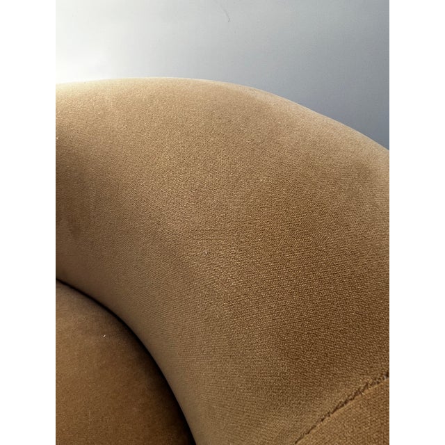 Textile Vintage Low Back Barrel Club Chair in Camel Velvet - Set of 2 For Sale - Image 7 of 10