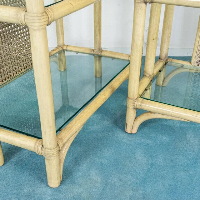 Vintage Bamboo & Glass Shelves, 1980s, Set of 2 For Sale - Image 11 of 14