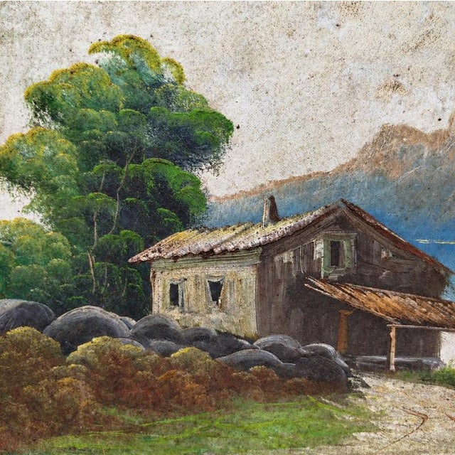 Wood Joana, Landscape with House and Lake, Oil on Canvas, Framed For Sale - Image 7 of 9