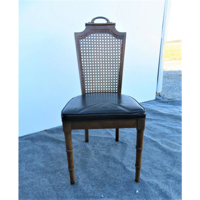 Traditional Mid 20th Century Regency Faux Bamboo Caned Side Chair For Sale - Image 3 of 6