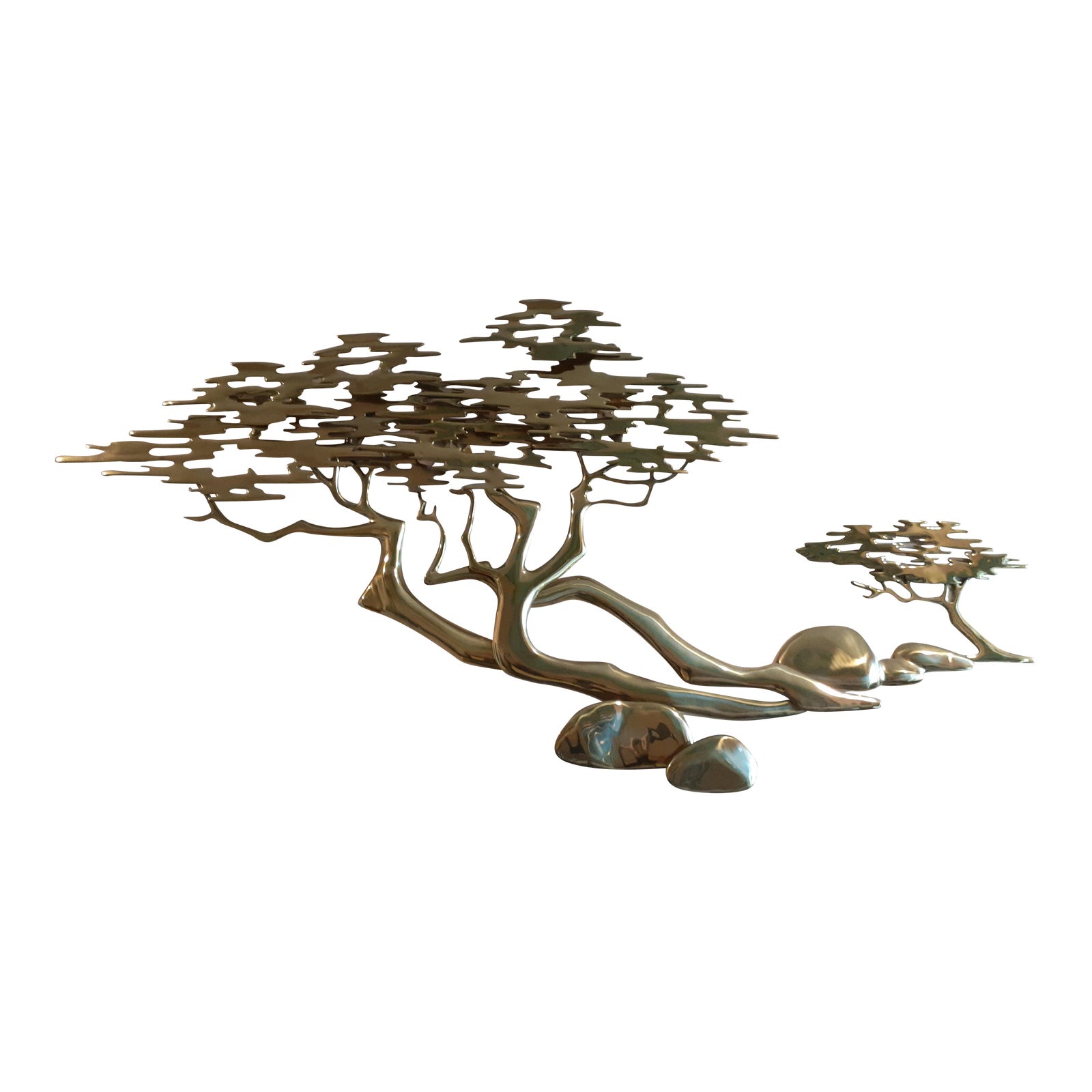 1980s Vintage Brass Bonsai Tree Wall Sculpture by Bijan Chairish