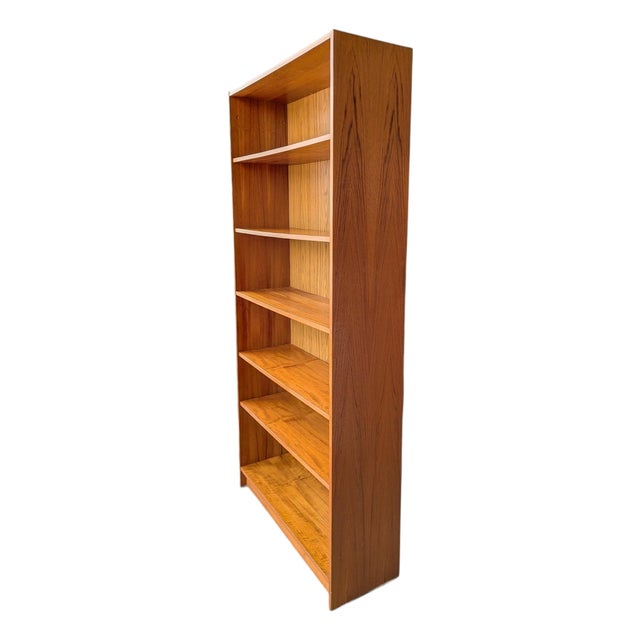 Vintage Danish Modern Teak Bookcase With Adjustable Shelves For Sale