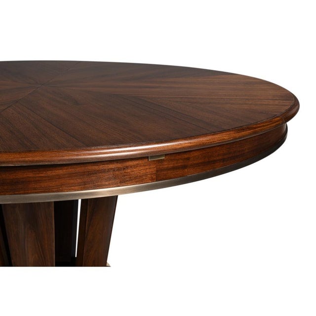 Large Art Deco Round Jupe Dining Table with Stainless Steel Trim For Sale In Raleigh - Image 6 of 11
