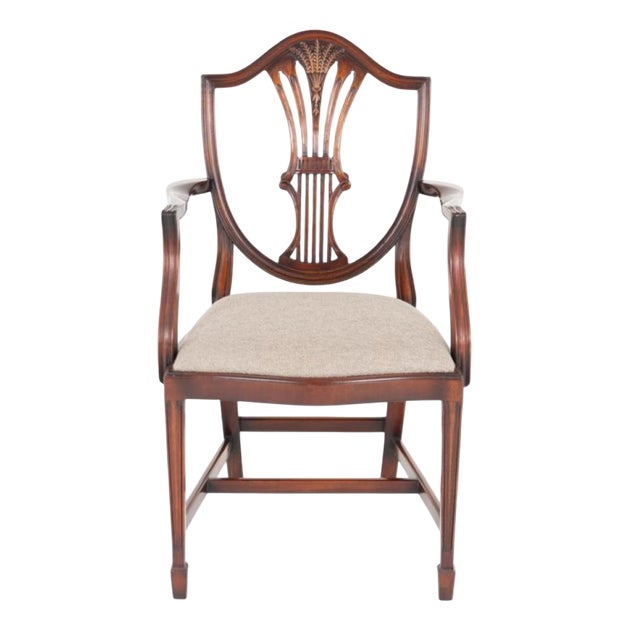 1920s Regency Revival Shield Back Dining Chairs in Mahogany, 1920s, Set of 8 For Sale - Image 5 of 7