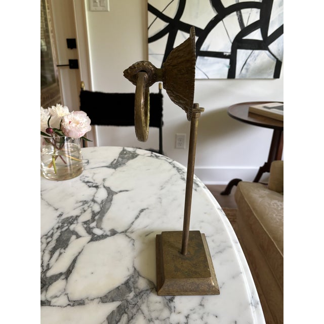 Brass Vintage Large Scale Architectural Brass Freestanding Hand Towel Ring Holder For Sale - Image 8 of 11