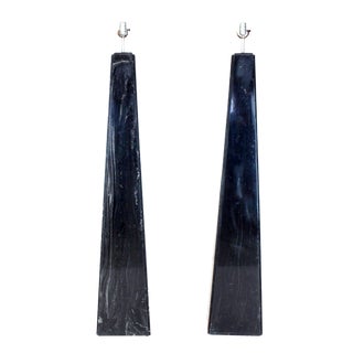 1970s Black Marble Obelisk Shape Floor Lamps - a Pair For Sale