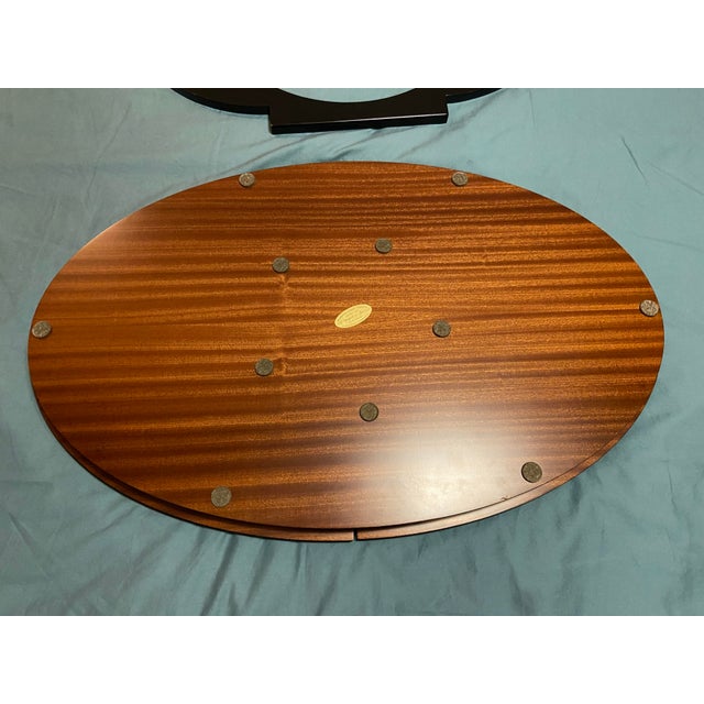 Late 20th Century Signed Luigi Leone for Gargiulo & Jannuzzi Mechanical Expanding Inlaid Wood Table Top With Lazy Susan For Sale - Image 9 of 12