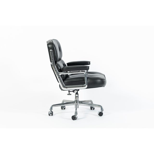 Metal Eames Herman Miller Time Life Black Leather Office Chair 2017 For Sale - Image 7 of 14