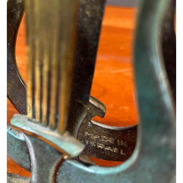 Mid-Century Modern 1960’s Vintage Bronze Harp Lyre Letter Holder Made in Israel For Sale - Image 3 of 6