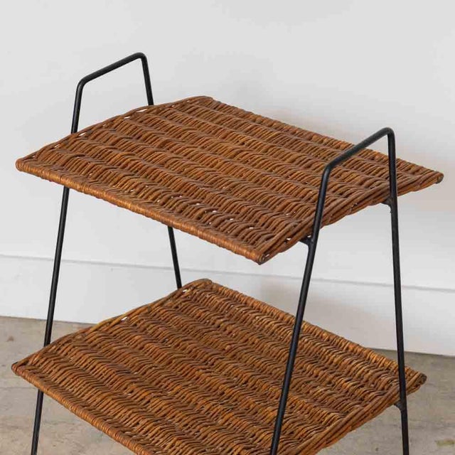 1950s French Wicker and Iron Side Table For Sale - Image 11 of 11