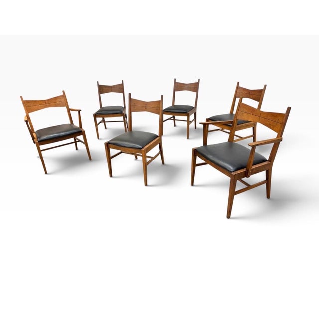Mid-Century Modern Mid-Century Modern Lane Tuxedo Walnut Dining Chairs - Set of 6 For Sale - Image 3 of 9