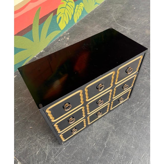 Black Mid Century Dorothy Draper España Style Smallboy For Sale - Image 8 of 15
