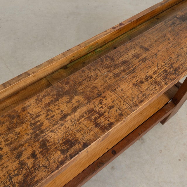 Wood Late 19th Century Portuguese Rustic Carpenter's Workbench Console Table For Sale - Image 7 of 17