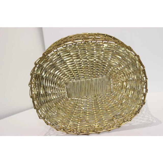 Brass French Basket 1950s Woven Brass For Sale - Image 8 of 10