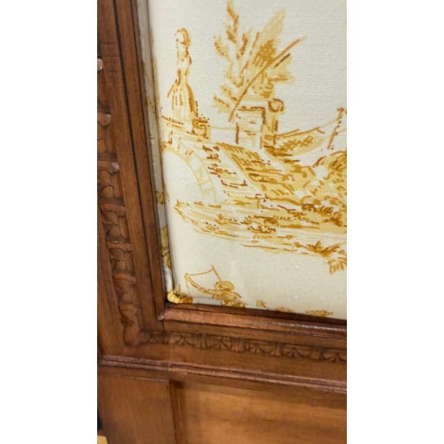 Canary Yellow Early 20th Century Vintage Full-Size Headboard in A. L. Diament & Co. “Balloon De Neumours” Toile Fabric For Sale - Image 8 of 9