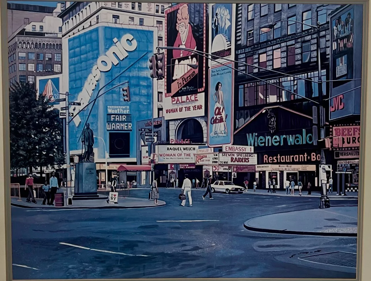 1990s Ken Keeley Times Square Broadway Offset Litho Poster Print