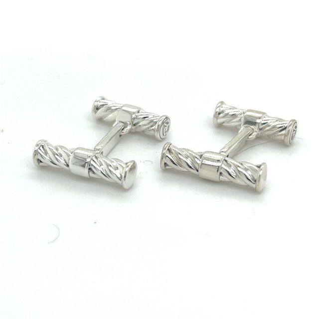 1990s Pair of David Yurman Estate Men Cufflinks Sterling Silver For Sale - Image 4 of 8