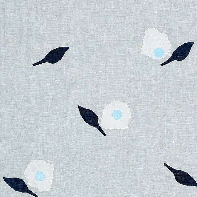 Mid-Century Modern Sample - Schumacher X Caroline Z Hurley Aquinnah Hand Block Fabric in Sky For Sale - Image 3 of 4