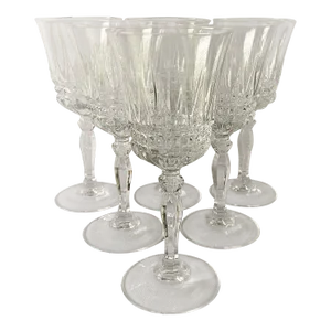 Mid 20th Century Cristal D'Arques Villeneuve Durand Crystal Water Goblets- Set of 6