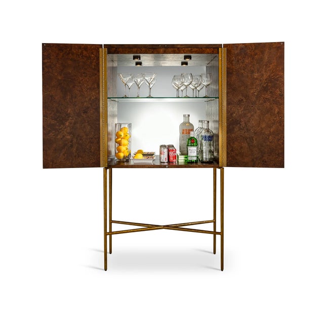 Name: Whiskey Burlwood BarSKU: AFCS-463-02Size: 66"H x 40"W x 17.25"D The whiskey burlwood bar is the modern, yet classic...