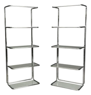 American Mid-Century Modern, Chrome, Glass, Etageres, United States, 1970s