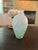 Heavy Large Glass Vase Milk White and Green 12” Tall 7” Across