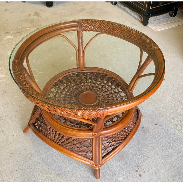 Coastal Tommy Bahama Rattan Side Table Chairish