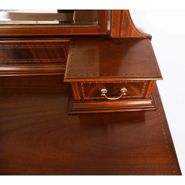 Wood Antique Edwardian Mahogany Dressing Table & Mirror, 1900s For Sale - Image 7 of 18