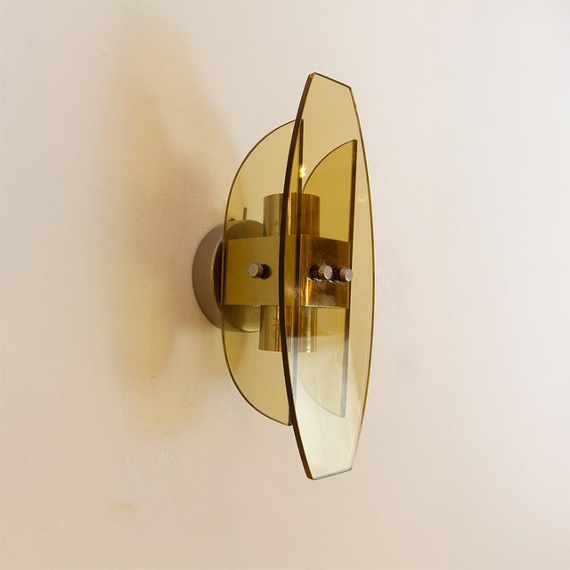 Amber-Brown Murano Glass Sconces from Veca, 1970s, Set of 2 For Sale - Image 6 of 7