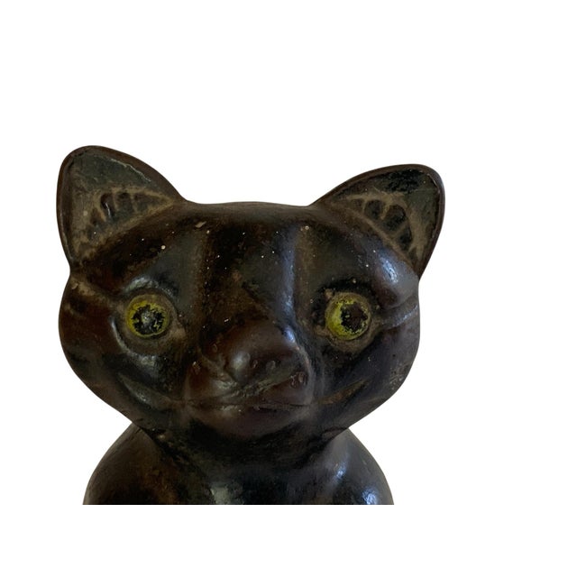 Antique Hubley or Albany Cast Iron 7" Sitting Cat Doorstop Made in USA 1920s-1930s Approx. 7" High x 3 3/4" Wide x 3 3/4"...