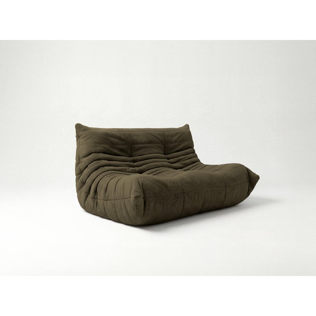 Togo Sofa Set in Khaki Green by Michel Ducaroy for Ligne Roset, Set of 5 For Sale - Image 10 of 14