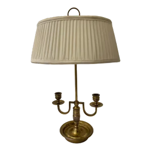 1980s Frederick Cooper Brass Desk Lamp Candle Holder