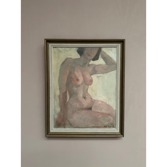 Original Swedish Oil on Canvas – “Model Study” by Kai Flygare – Signed & Dated 1959 – Vintage & Framed – 74 × 59 cm (29.1"...